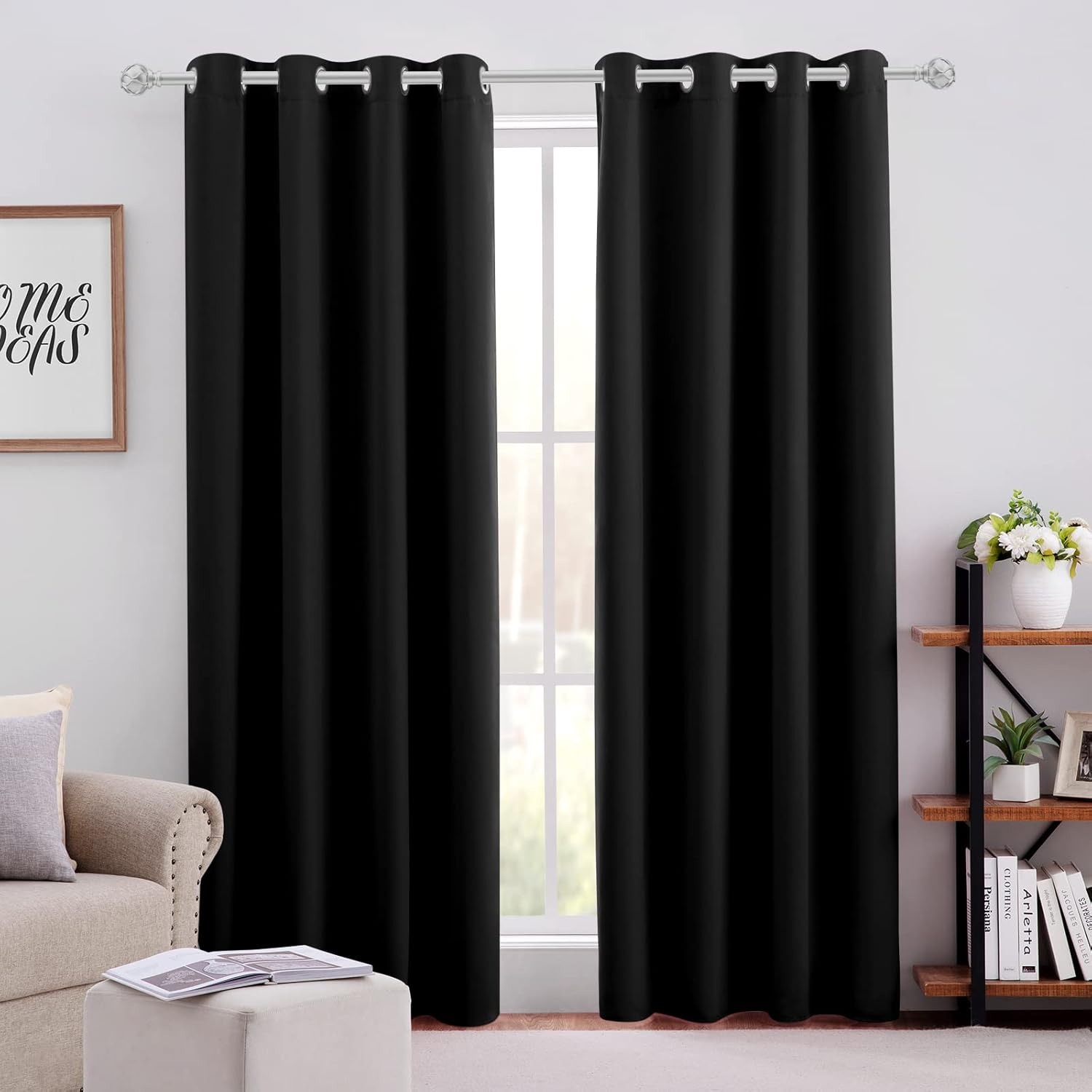 Blackout Curtains for Bedroom 52 X 96 Inch Long 2 Panels Set