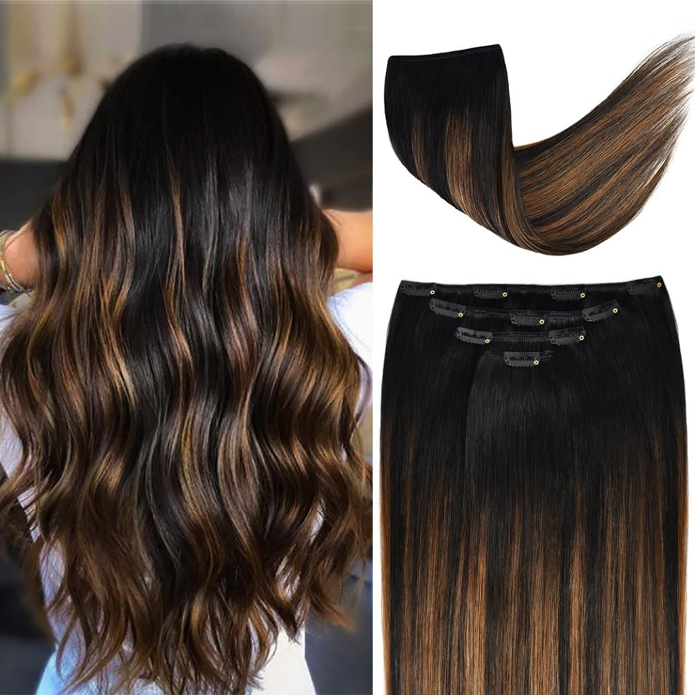 18in Hair Extensions Clip in Balayage for Natural Look