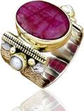 10x14 MM Oval Gemstone Sterling Silver Wide Band Ring - Timeless Gift