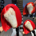 Pre Plucked HD Transparent 13X4 Red Bob Lace Front Wig - Natural Look