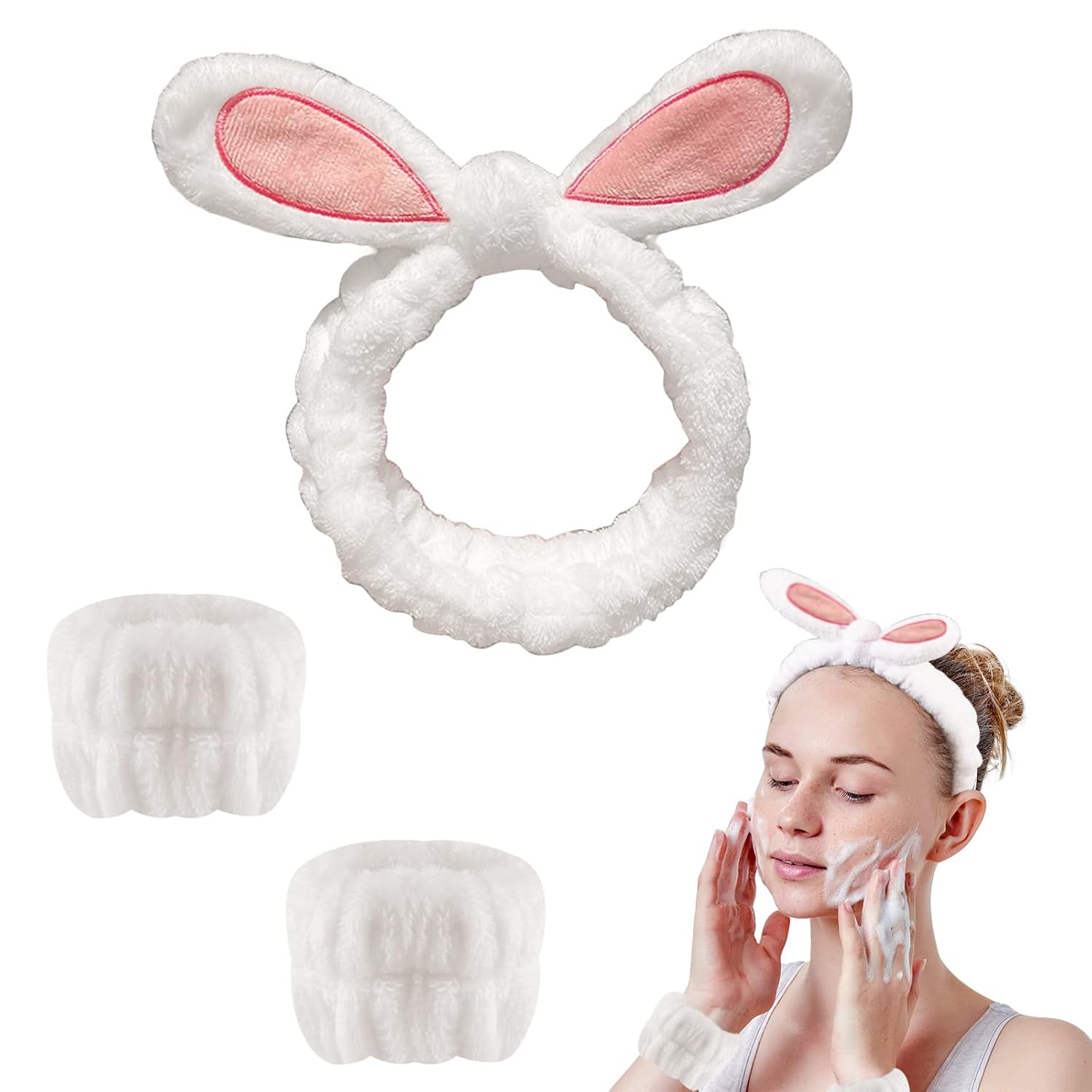 Cute Bunny Ears Face Wash Set