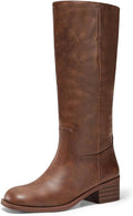 Coutgo Knee High Boots Square Toe Chunky Block Heel - Comfortable 1