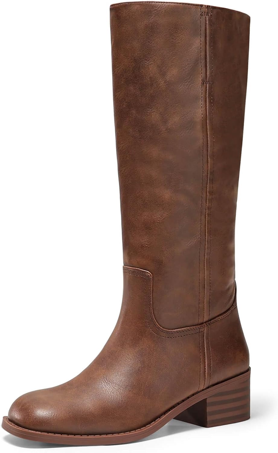 Coutgo Women's Knee High Boots with Chunky Block Heel Style