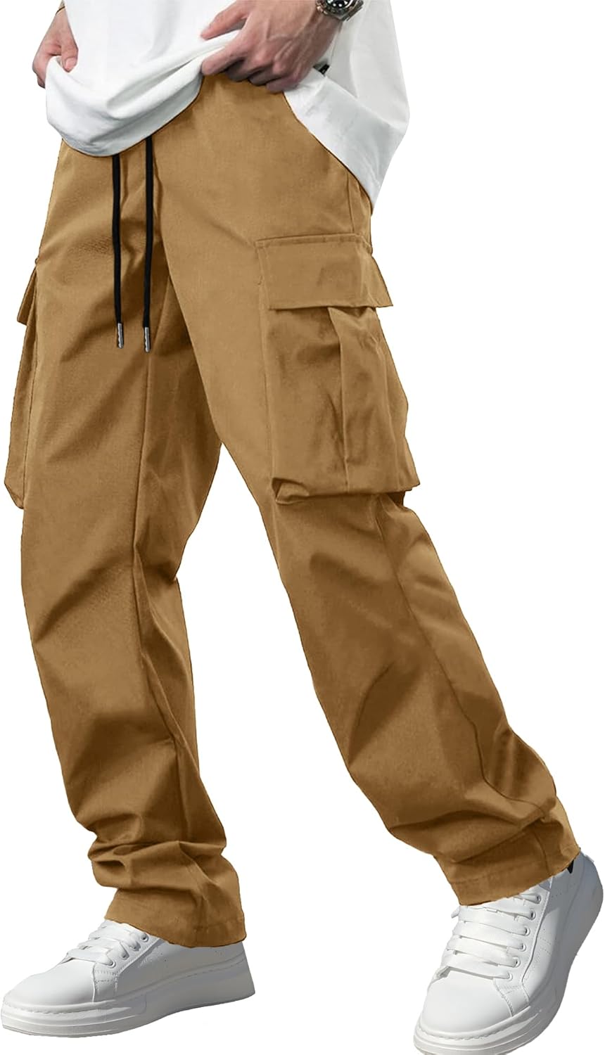 Comdecevis Men's Casual Cargo Pants for Hiking and Workouts