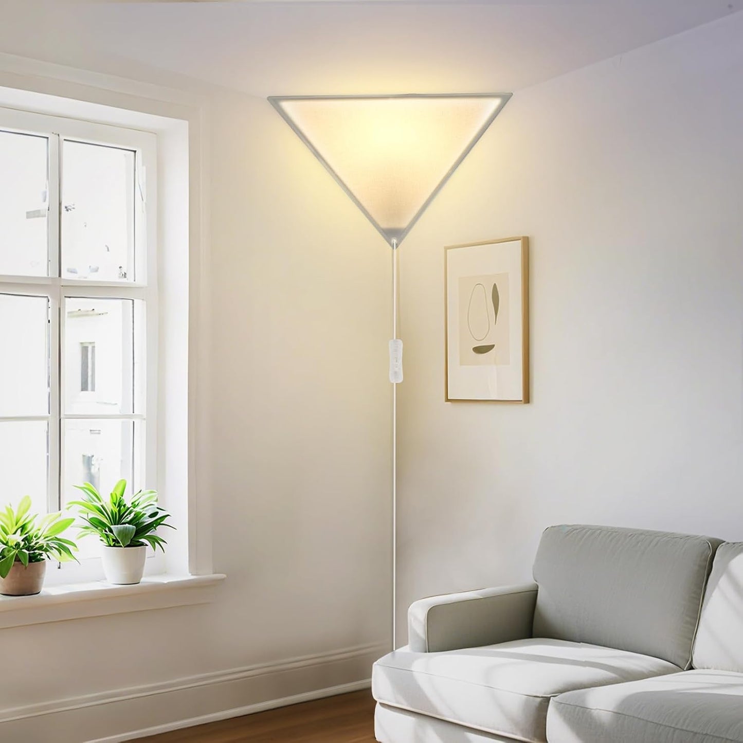 Linen Corner Light with Switch for Cozy Living Room Ambiance