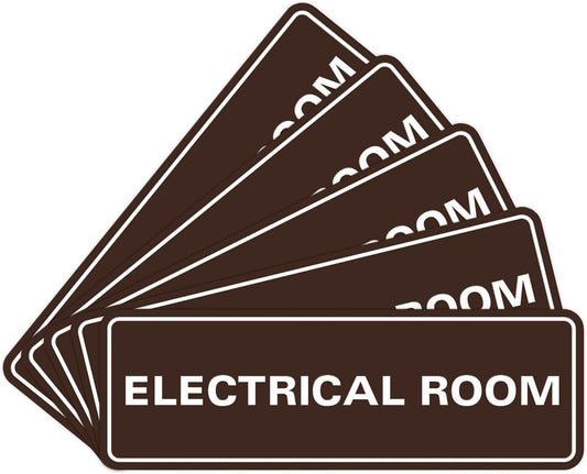 Electrical Room Sign Set - Dark Brown - Small 5 Pack for Safety