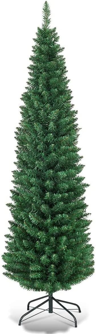 HAPPYGRILL 5FT Pencil Christmas Tree for Space Saving Decor