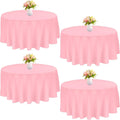 4 Pack Round Tablecloth 120 in Polyester Washable Table Covers - Pink