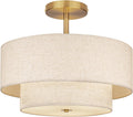 18 in Semi Flush Mount Ceiling Light Dual Drum Linen Shade - Modern