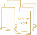 MaxGear 8.5x11 Gold Acrylic Sign Holder 6 Pack - Elegant Double-Sided