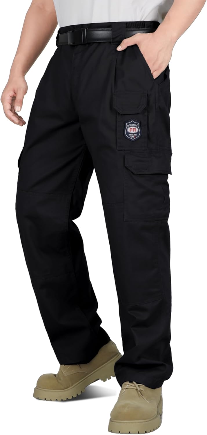 BOCOMAL Men's Flame Resistant Cargo Pants for Safety and Comfort