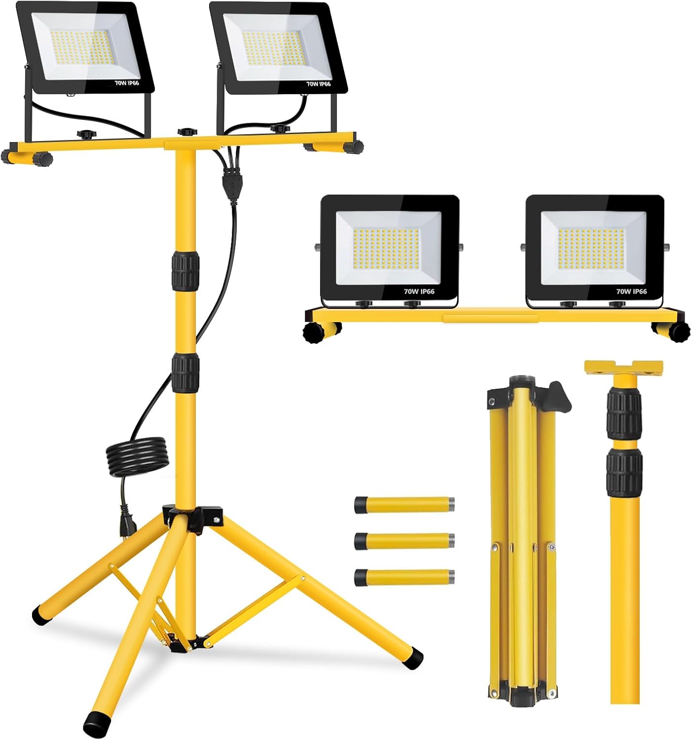 21000 Lumen Work Lights with Stand and Adjustable Heads