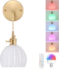 Battery Operated Wall Sconce with White Tulip Shade - Rechargeable