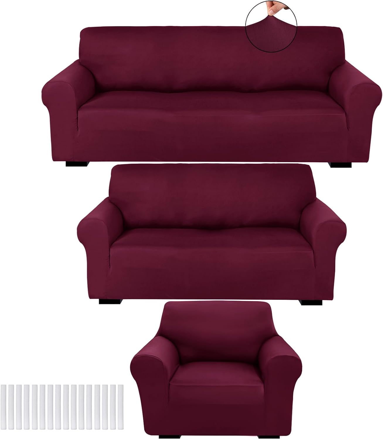 Peryiter 3 Pcs Slipcover Set for Couch Furniture Protection