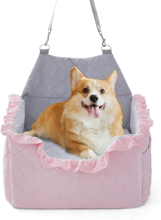 Memory Foam Dog Car Seat - Detachable & Washable - Travel Safely with Your Pup!