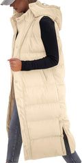 Grlasen Womens Long Puffer Vest Hooded Sleeveless Winter (Style 1DX2)