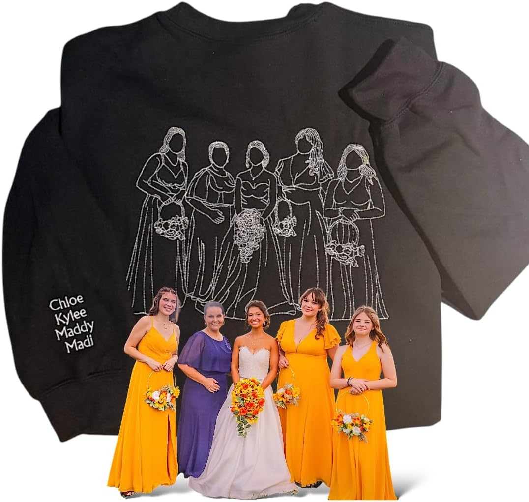 Personalized Threaded Photo Sweatshirt - Custom Line Art Embroidery