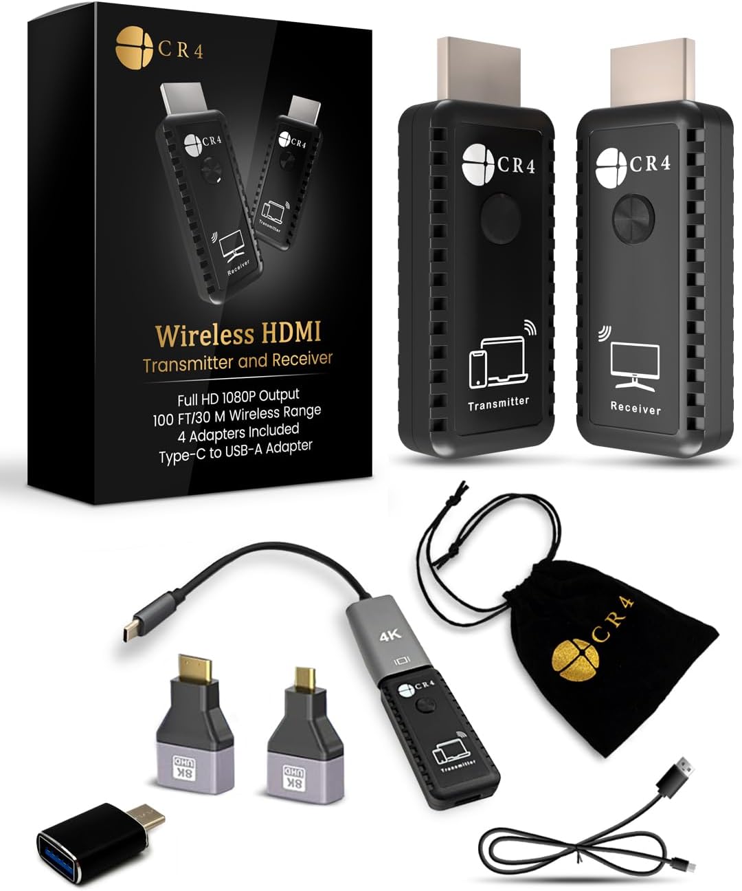 CR4 Wireless HDMI Transmitter and Receiver for 4K Streaming