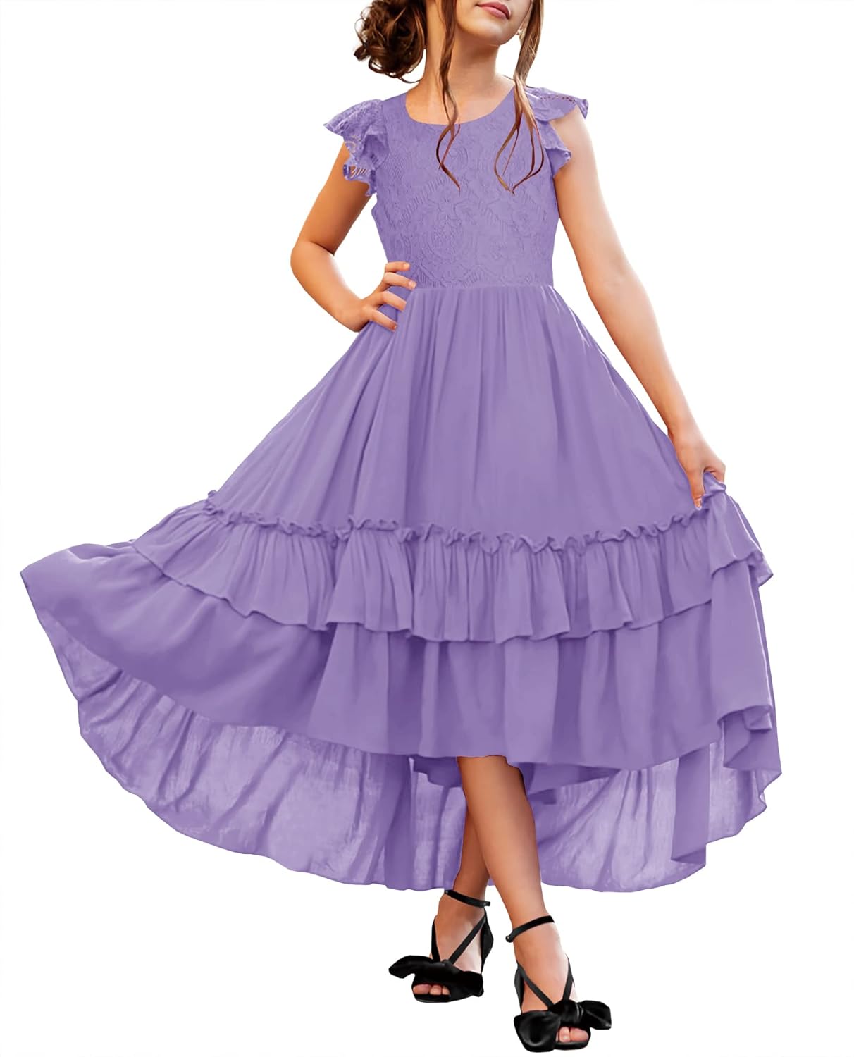 HOSIKA Girls Lace Boho Flower Girl Dress for Weddings and Parties