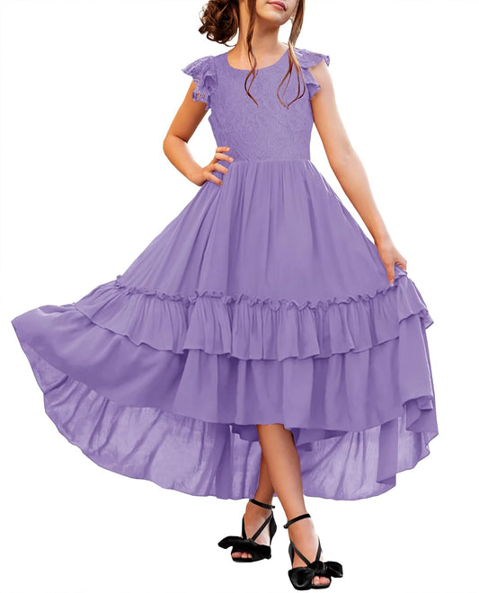 HOSIKA Girls Lace Boho Flower Girl Dress for Weddings and Parties