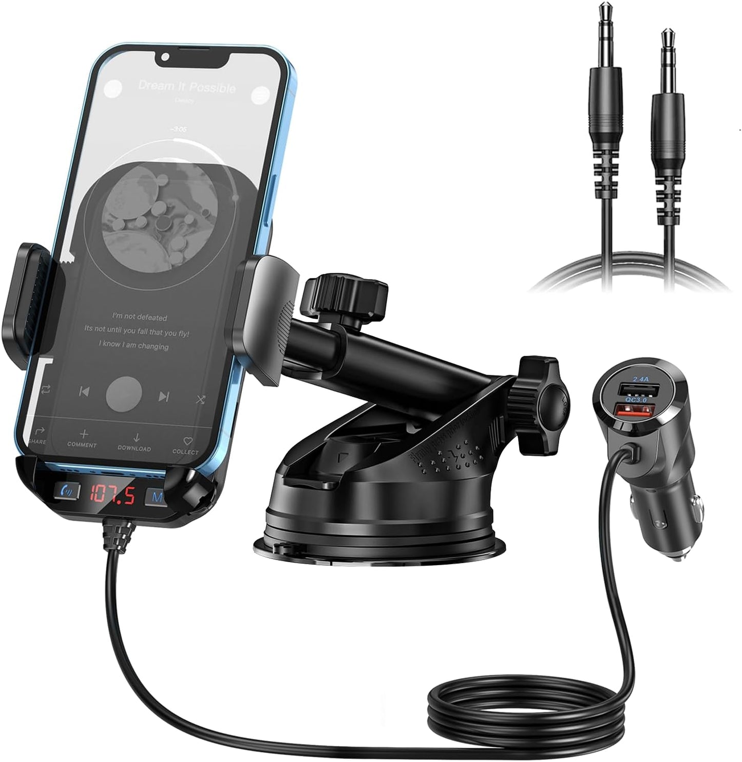 3IN1 Bluetooth Car Adapter - Fast Charge, HiFi Sound