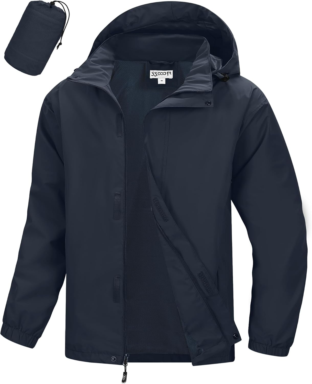 33,000ft Men's Packable Rain Jacket for Outdoor Activities