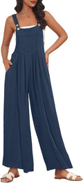 Womens Rayon-Linen Wide Leg Jumpsuit Overalls - Casual Summer