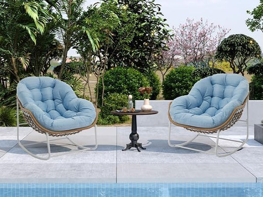 Oversized Outdoor Papasan Rocking Chair Set of 2 for Relaxation