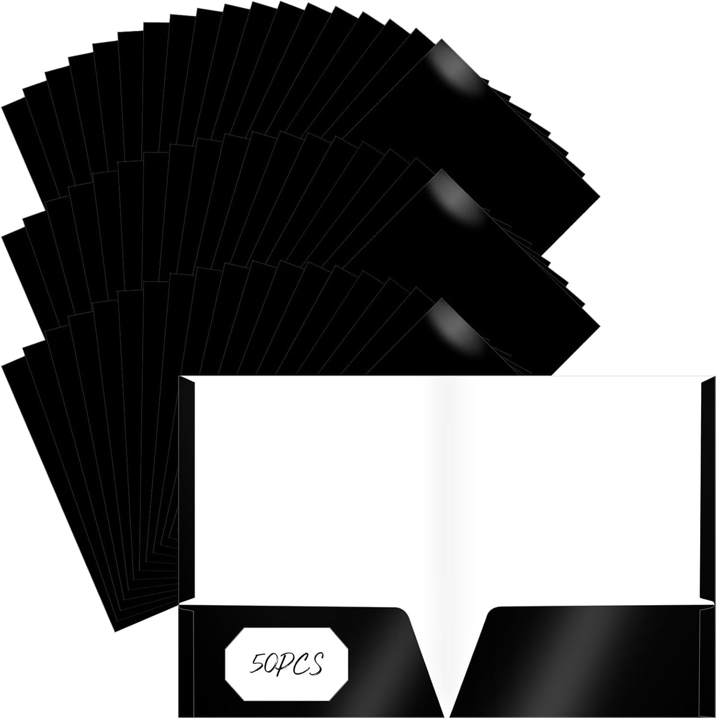 Jutom 50 Pcs 2 Pocket Glossy Paper Folders for Office Use