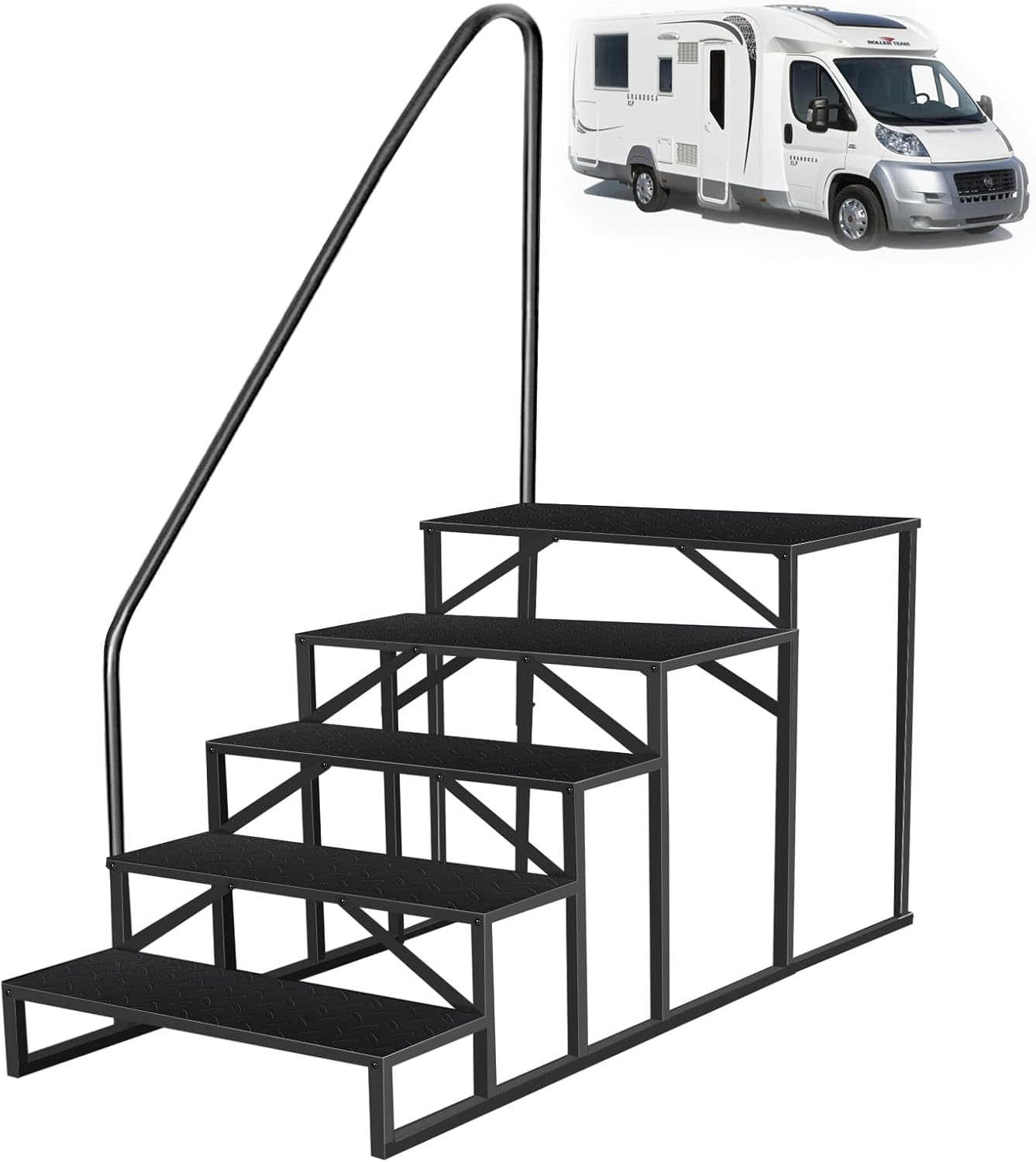 5 Step RV Steps with Handrail for Safe and Easy Access
