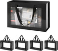 Large Black Clear Gift Boxes with Windows and Handles - 5 Pack