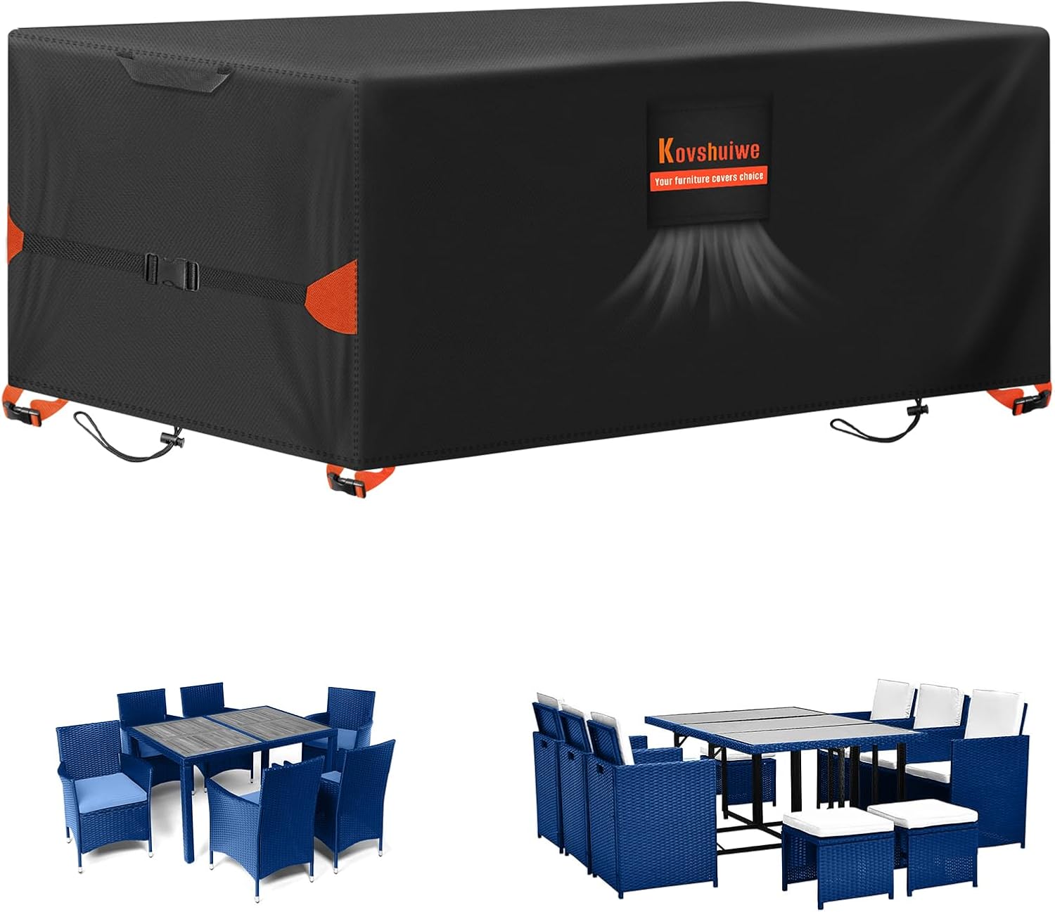 Kovshuiwe Heavy Duty Rectangular Patio Table Cover for All Weather