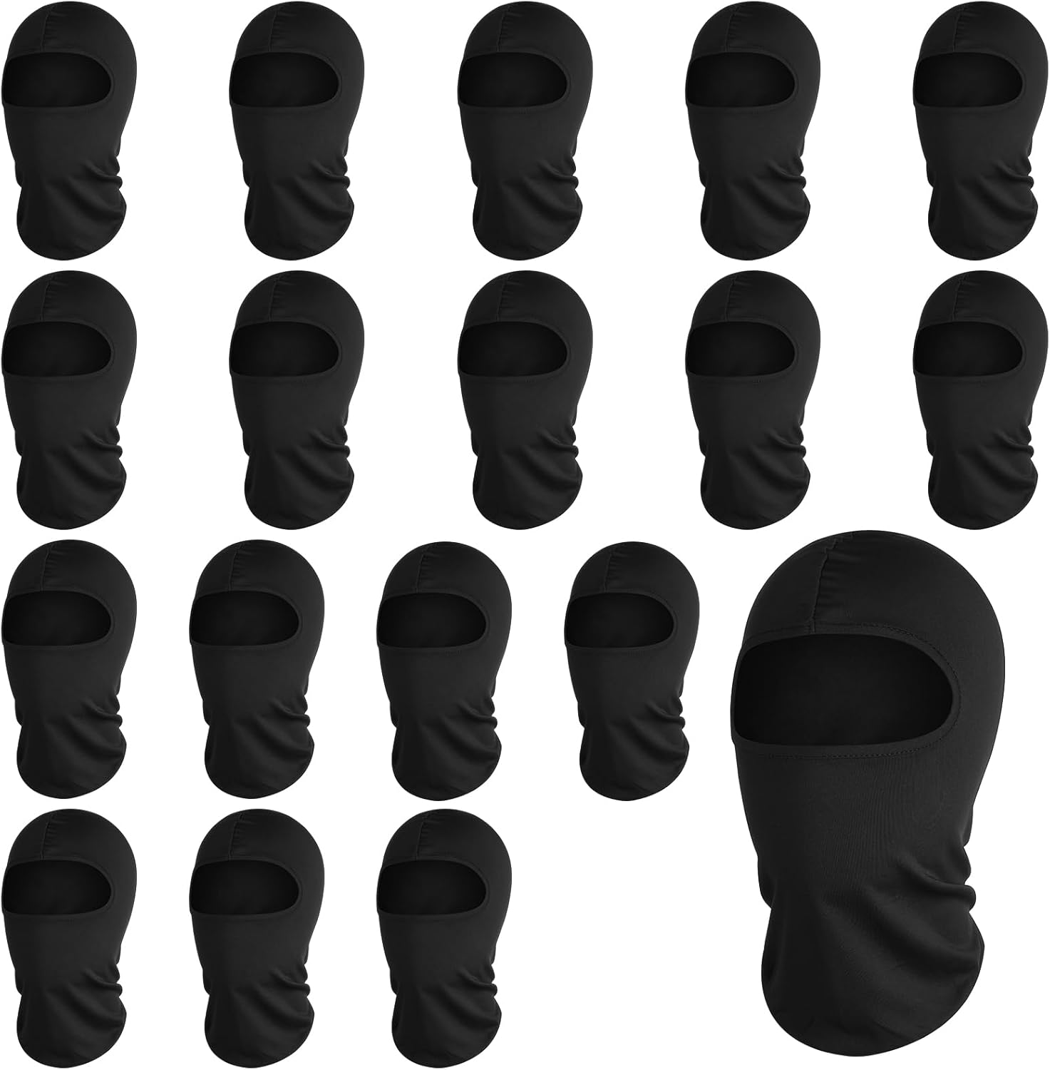 18Pcs Breathable Balaclava Ski Masks Set, Shiesty Full Face Cover, UV Protection, Black Pack