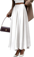 High Waisted Satin A-Line Maxi Skirt - Flowy Cocktail & Formal