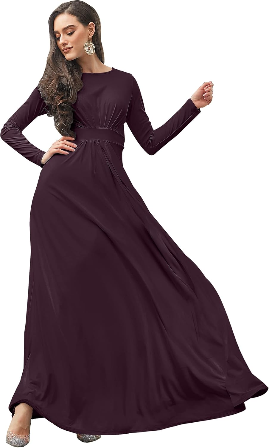 KOH KOH Womens Long Sleeve Flowy Empire Waist Gown Review