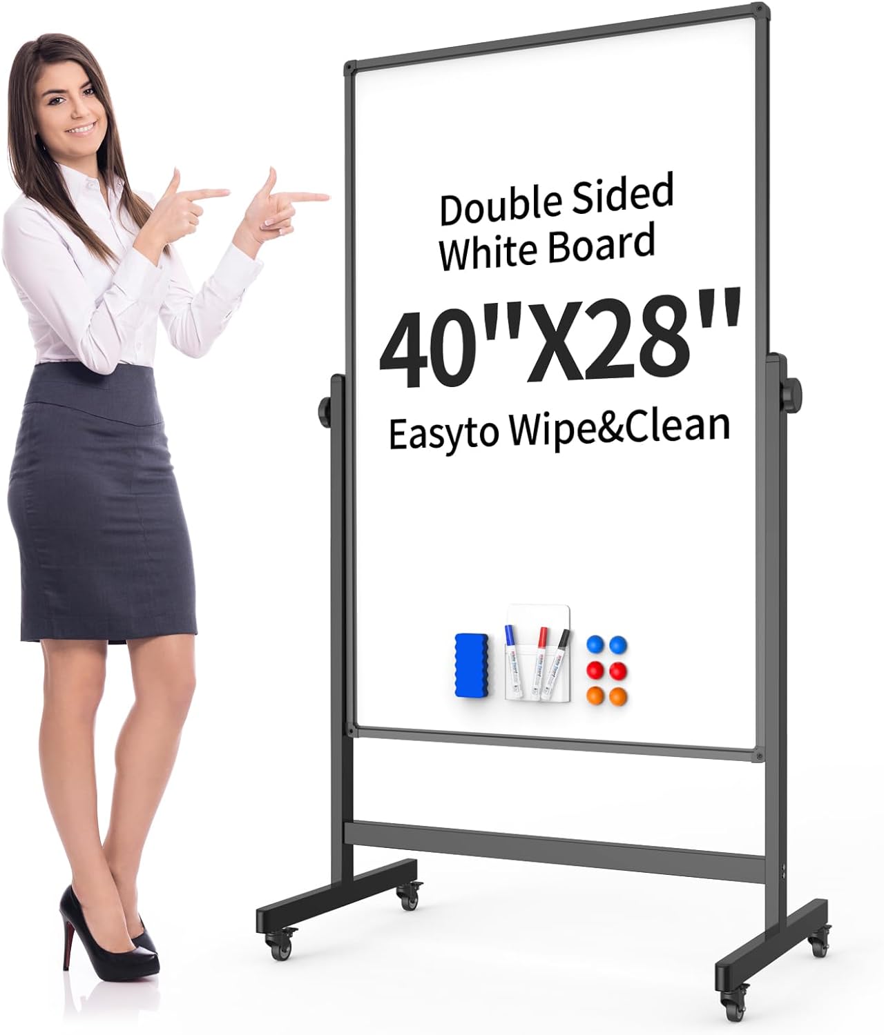 Rolling Whiteboard on Wheels for Home Office Classroom Use