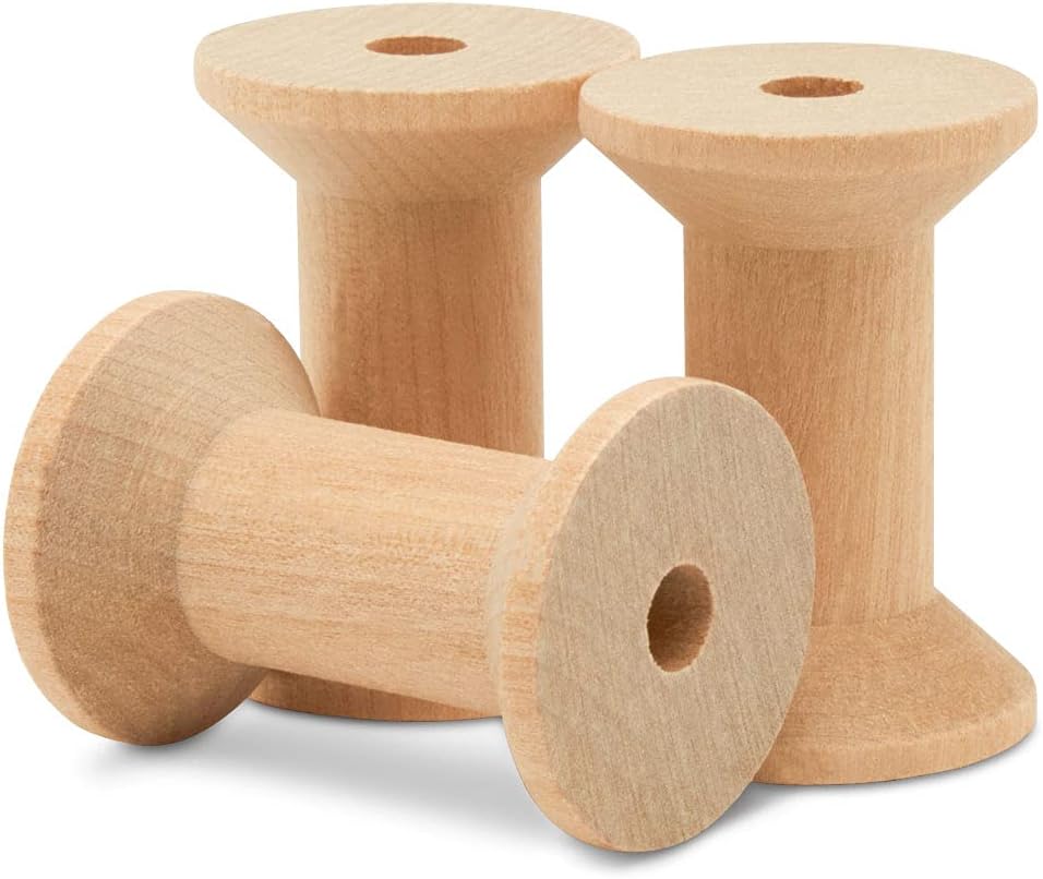 Hourglass Wooden Spools for Crafts - Unfinished Birch Pack of 50