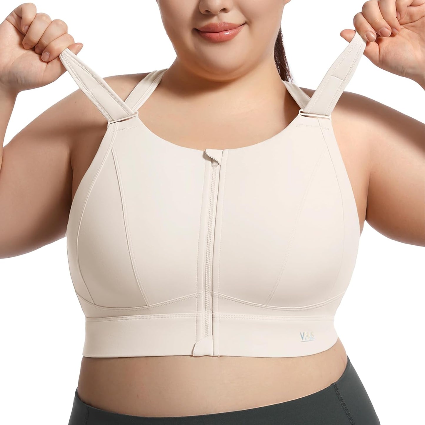 High Impact Sports Bras for Women with Adjustable Zip Front