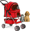4 Wheels Pet Stroller Cat Dog Cage Stroller Travel Folding Carrier