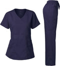 Dagacci Medical Uniform Women's Scrub Set Stretch and Soft Y-Neck