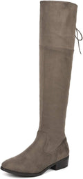 Over The Knee Riding Boots for Women - Low Block Heel Suede