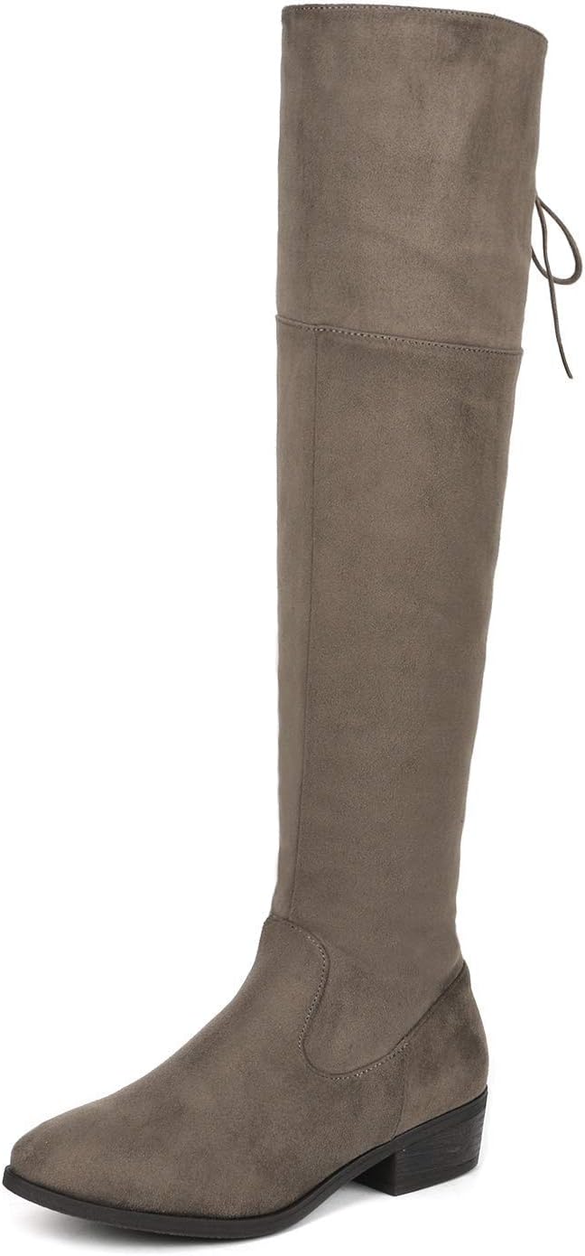 DREAM PAIRS Women's Over The Knee High Low Block Heel Boots