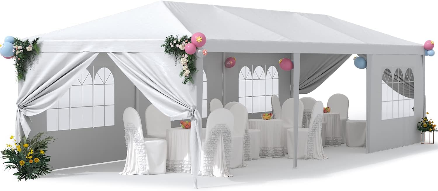 Greesum 10x30 Heavy Duty Canopy Tent | Waterproof, Removable Walls