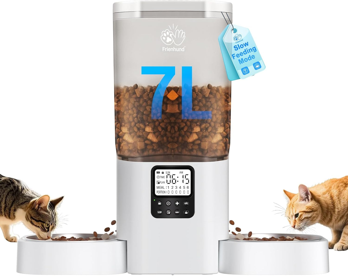 Automatic Cat Feeder with Slow Feed for 2 Cats - 29 Cup