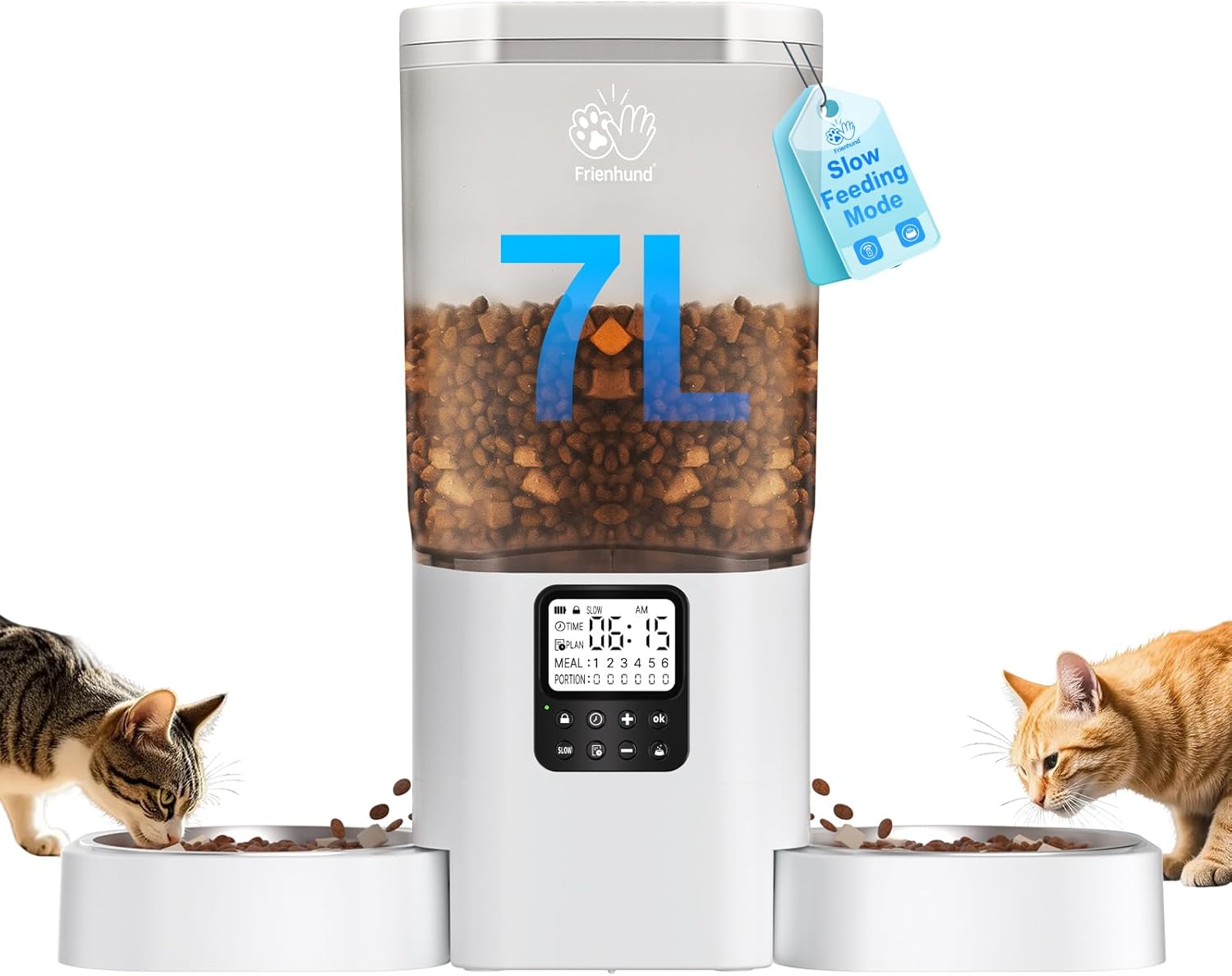 Automatic Cat Feeder with Slow Feed for 2 Cats - 29 Cup