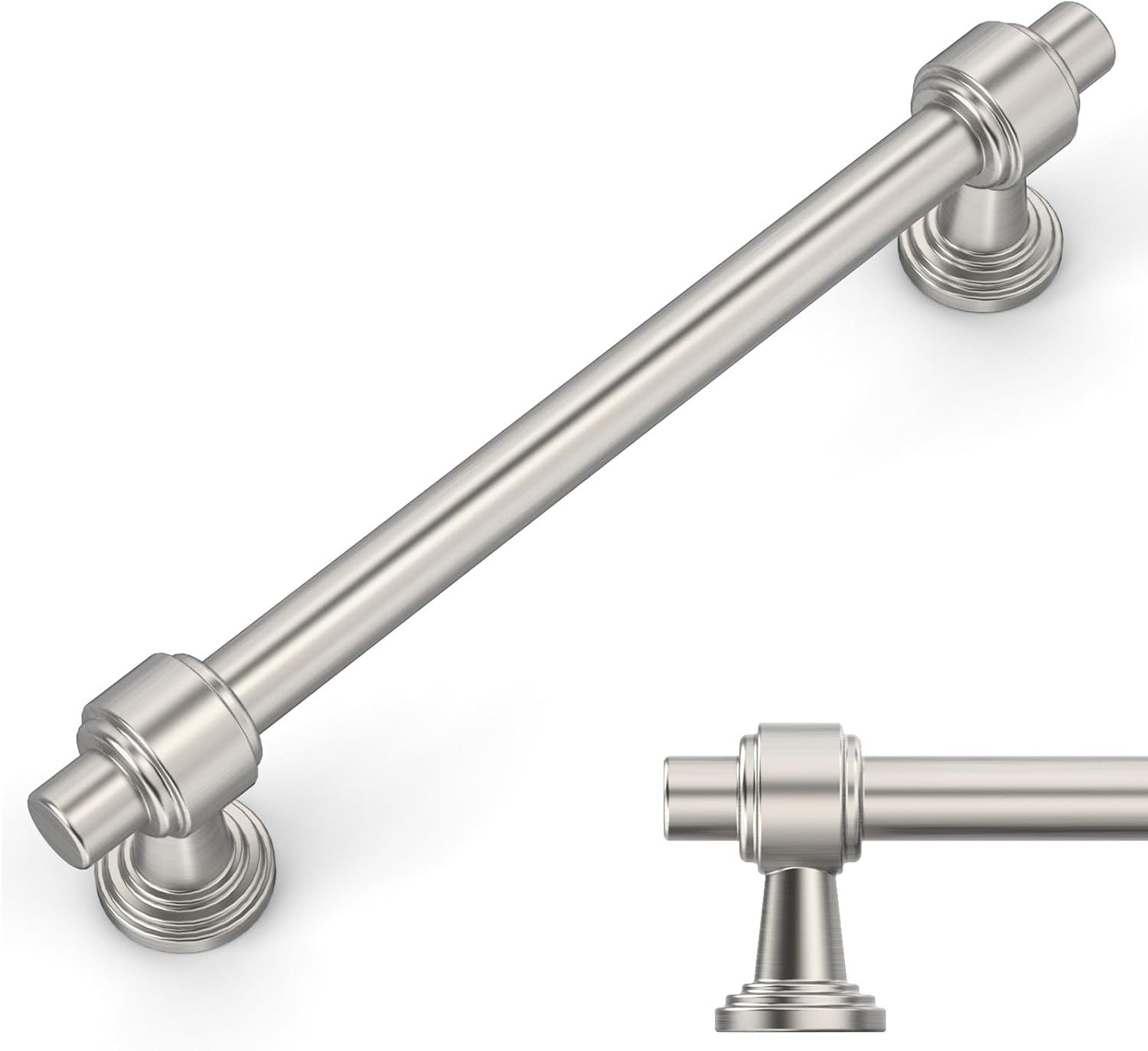 Amerdeco 10 Pack Brushed Satin Nickel Cabinet Pulls for Kitchen