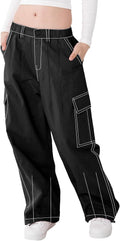 Rolanko Girls Cargo Pants with Adjustable Ankle - Wide Leg Kids