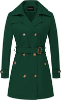 Chrisuno Womens Double Breasted Trench Coat Mid-Length Belted Overcoat