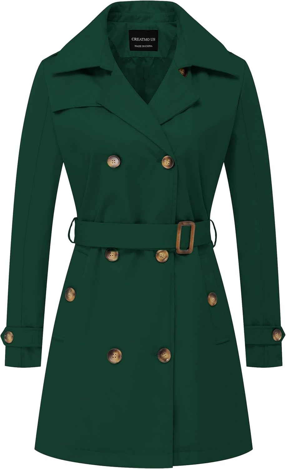 Stylish Women's Double Breasted Trench Coat with Detachable Hood