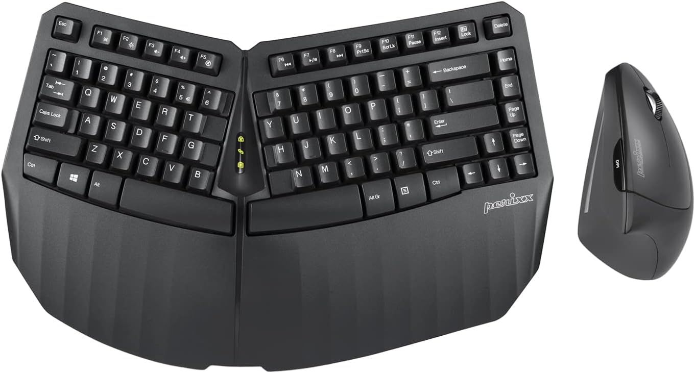 Perixx Wireless Ergonomic Keyboard & Mouse - Comfort & Efficiency